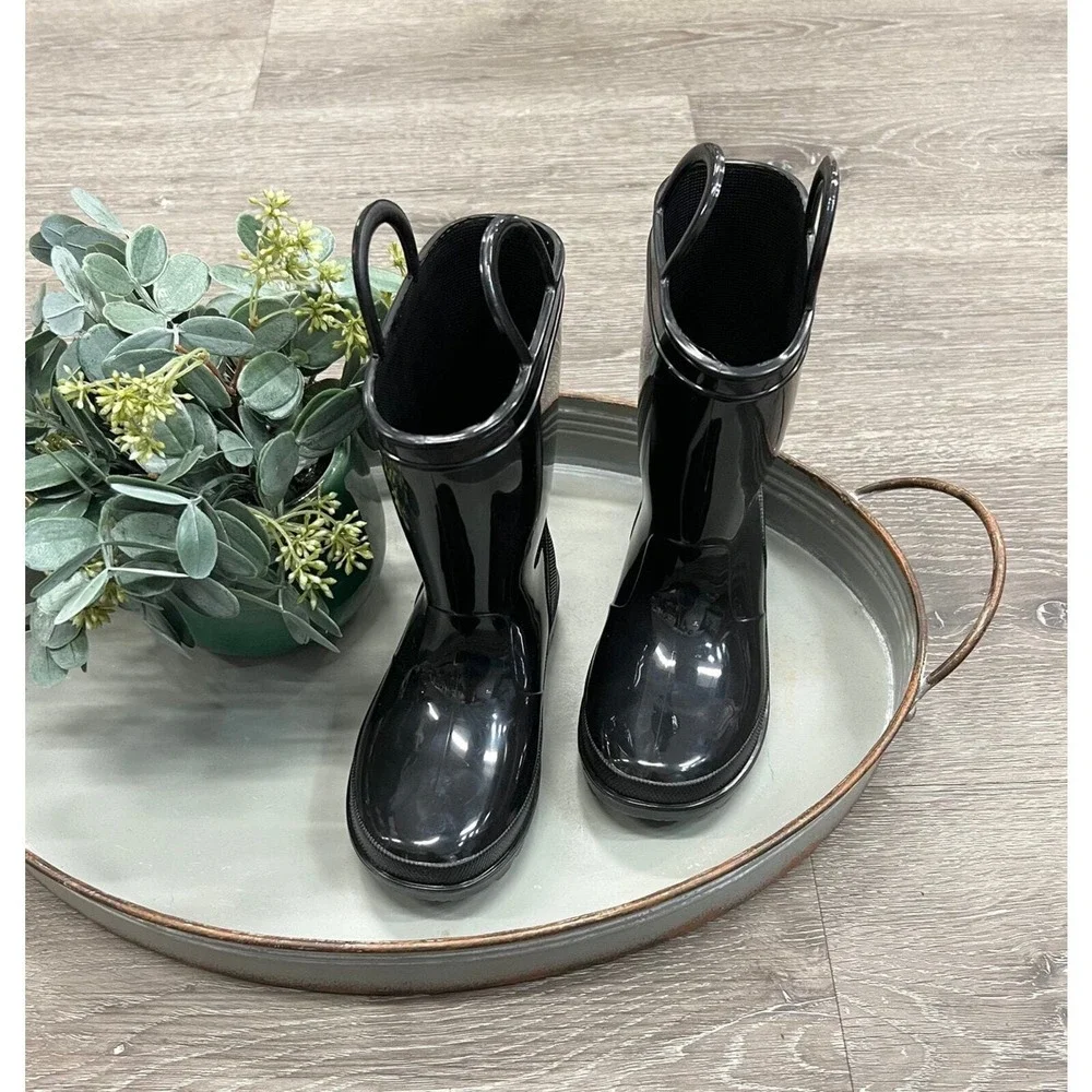 Boutique Black Children's Rain Boots‎ Size 10 Toddler-Puddle Jumping-Spring Time